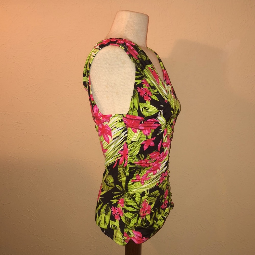 Joseph Ribkoff Floral Blouse - Black, Pink, Green - Picture 4 of 7